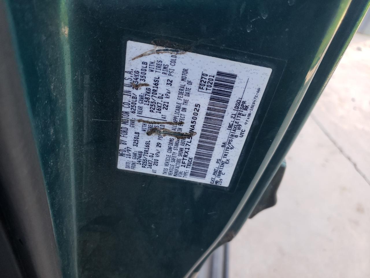 1998 Ford F150 VIN: 1FTRX17L5WNA50025 Lot: 65441914