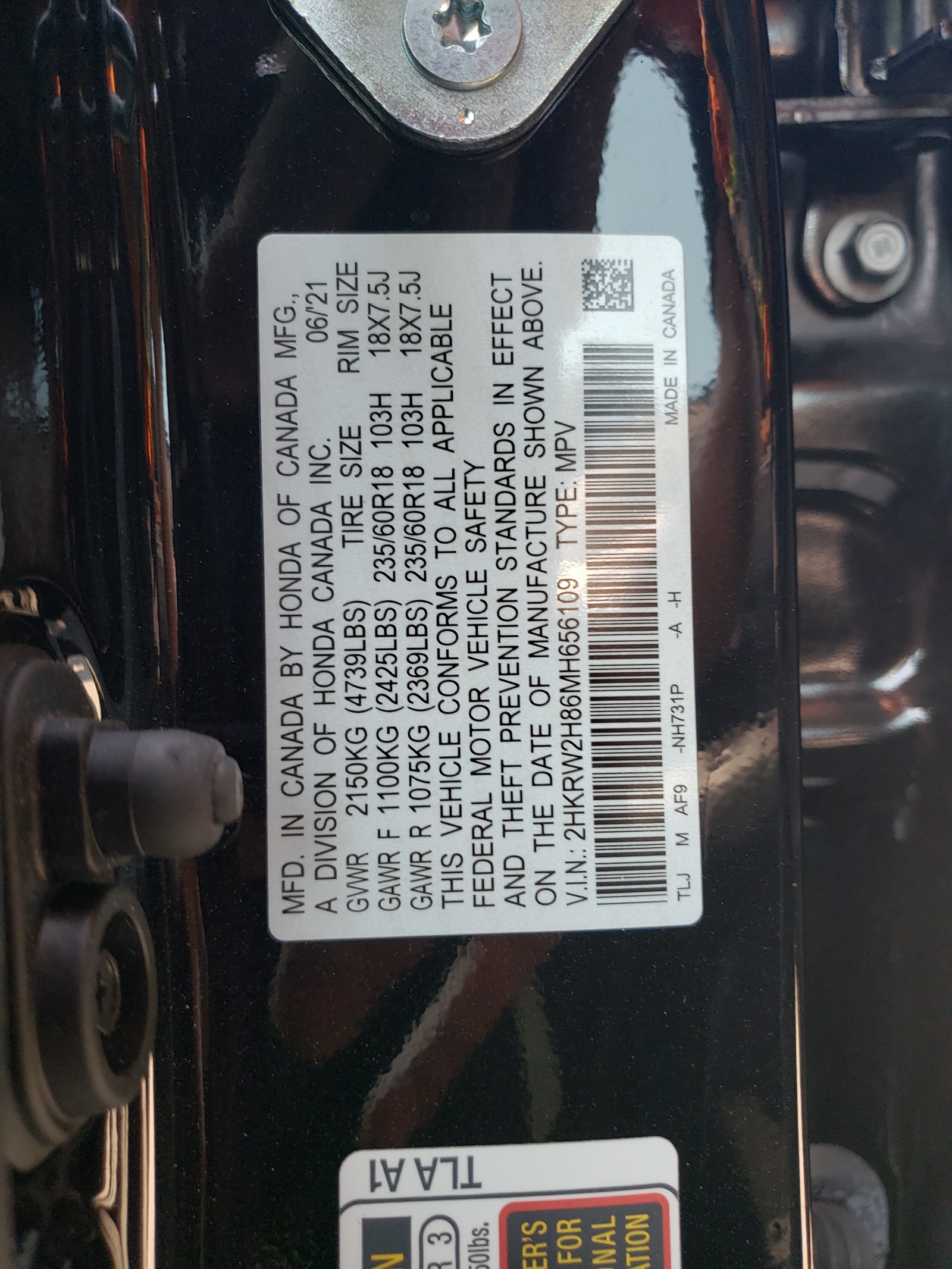 2HKRW2H86MH656109 2021 Honda Cr-V Exl