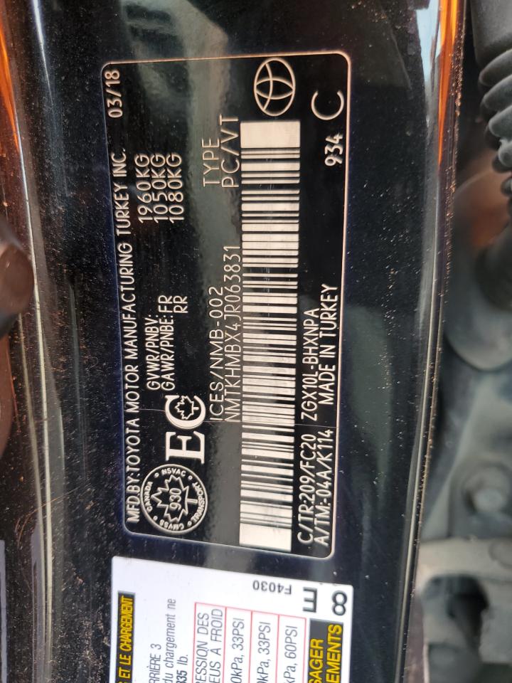 2018 Toyota C-Hr Xle VIN: NMTKHMBX4JR063831 Lot: 65143084