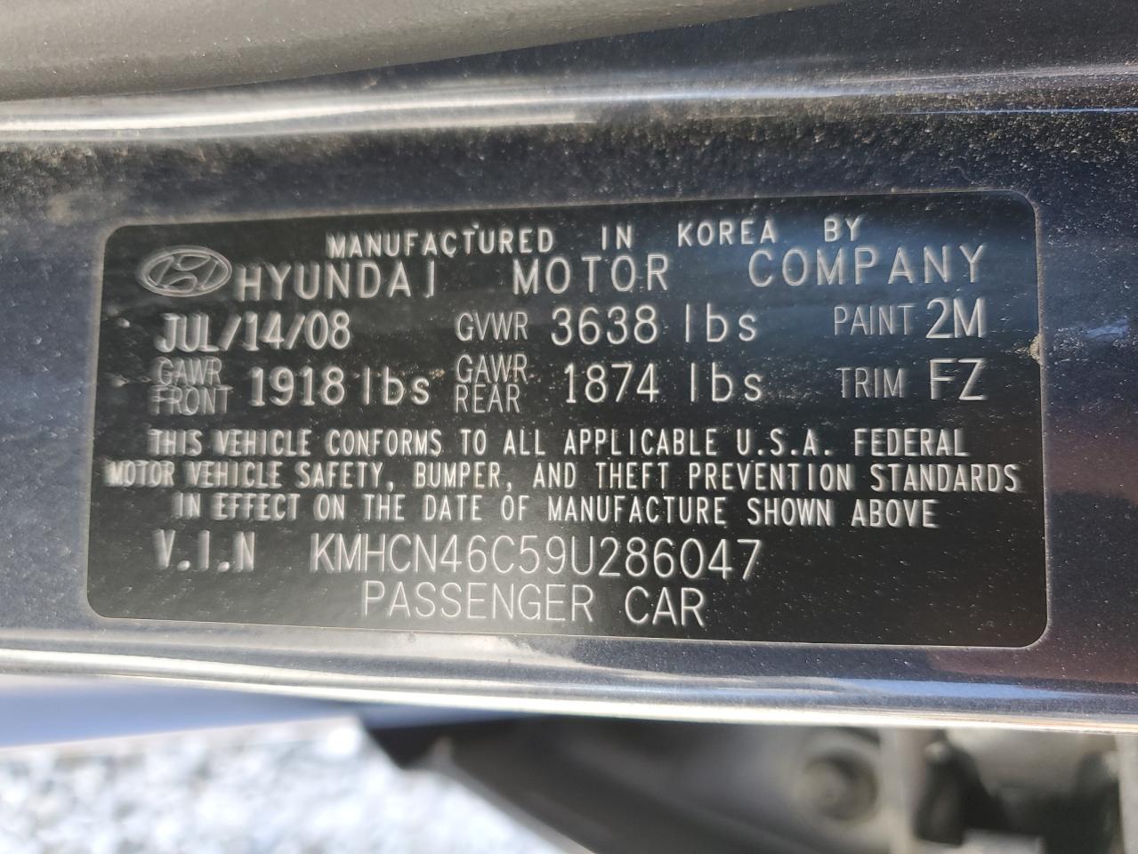 2009 Hyundai Accent Gls VIN: KMHCN46C59U286047 Lot: 68386224