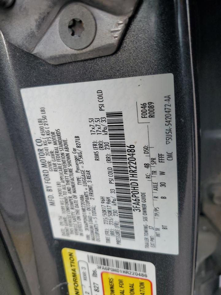 3FA6P0HD1HR220486 2017 FORD FUSION - Image 13