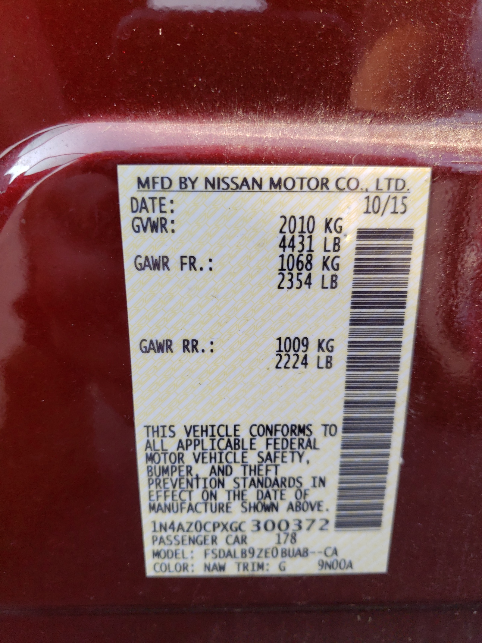 1N4AZ0CPXGC300372 2016 Nissan Leaf S