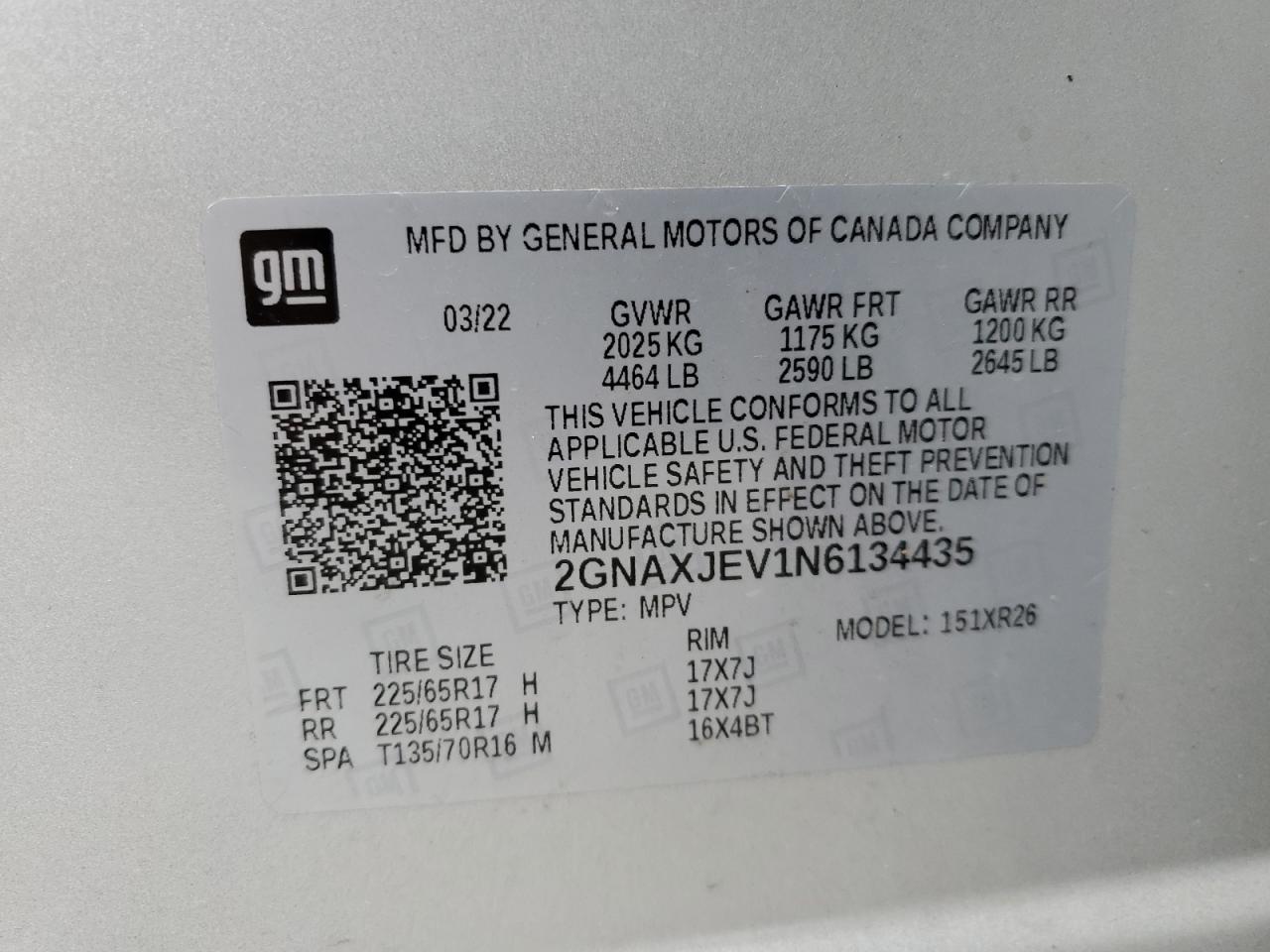 2GNAXJEV1N6134435 2022 CHEVROLET EQUINOX - Image 12