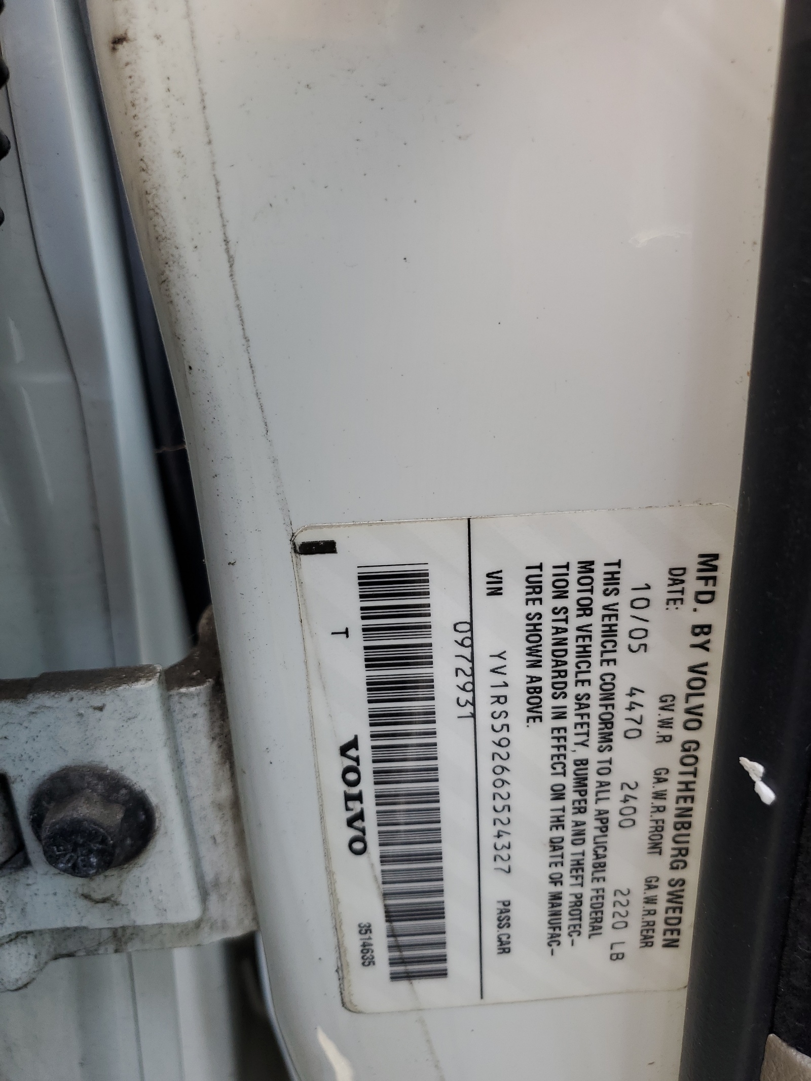 YV1RS592662524327 2006 Volvo S60 2.5T