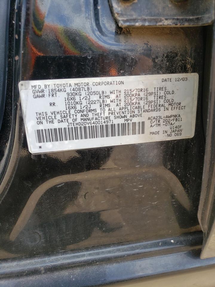 2004 Toyota Rav4 VIN: JTEHD20V640014971 Lot: 69804554