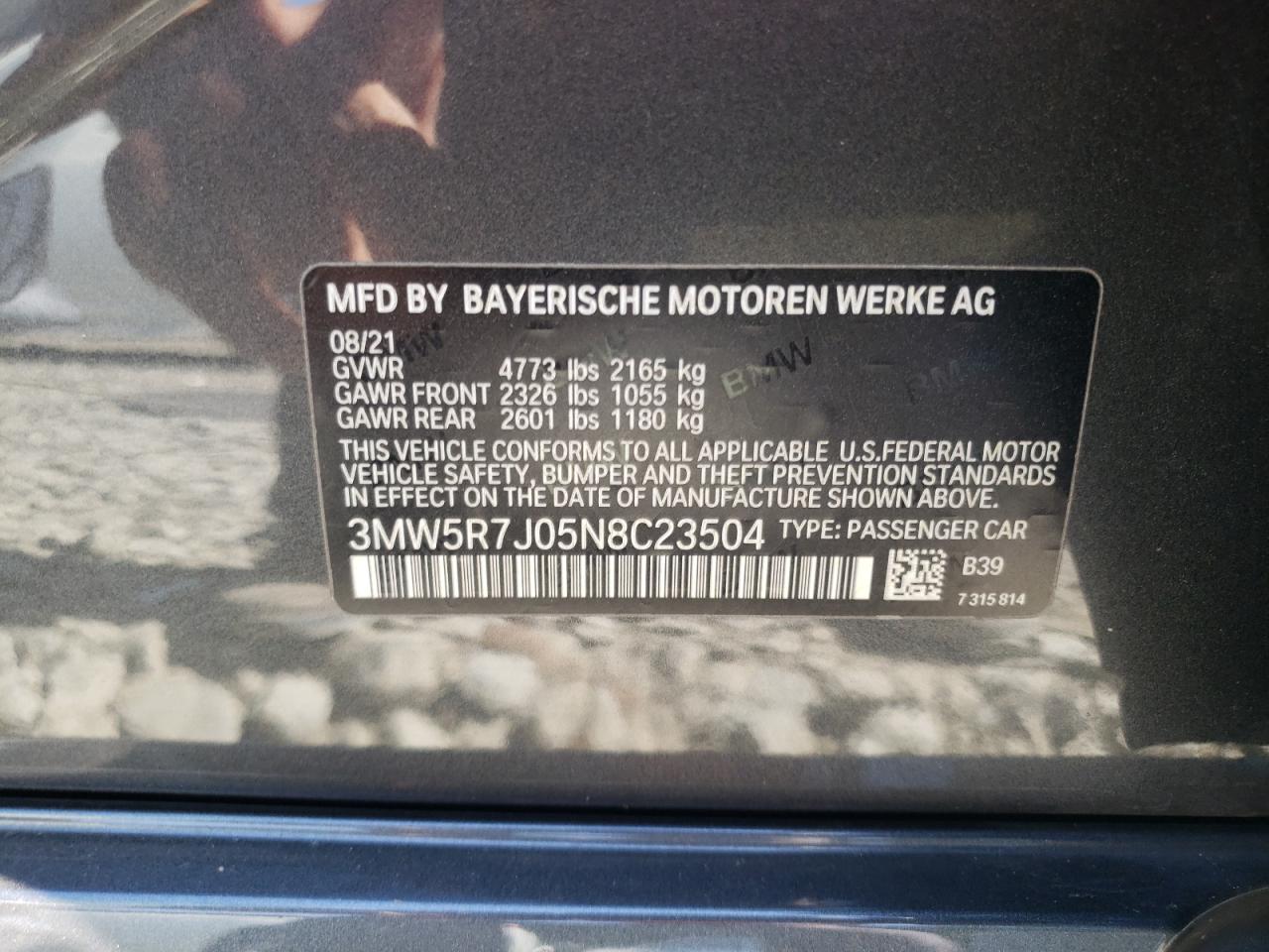 3MW5R7J05N8C23504 2022 BMW 330Xi