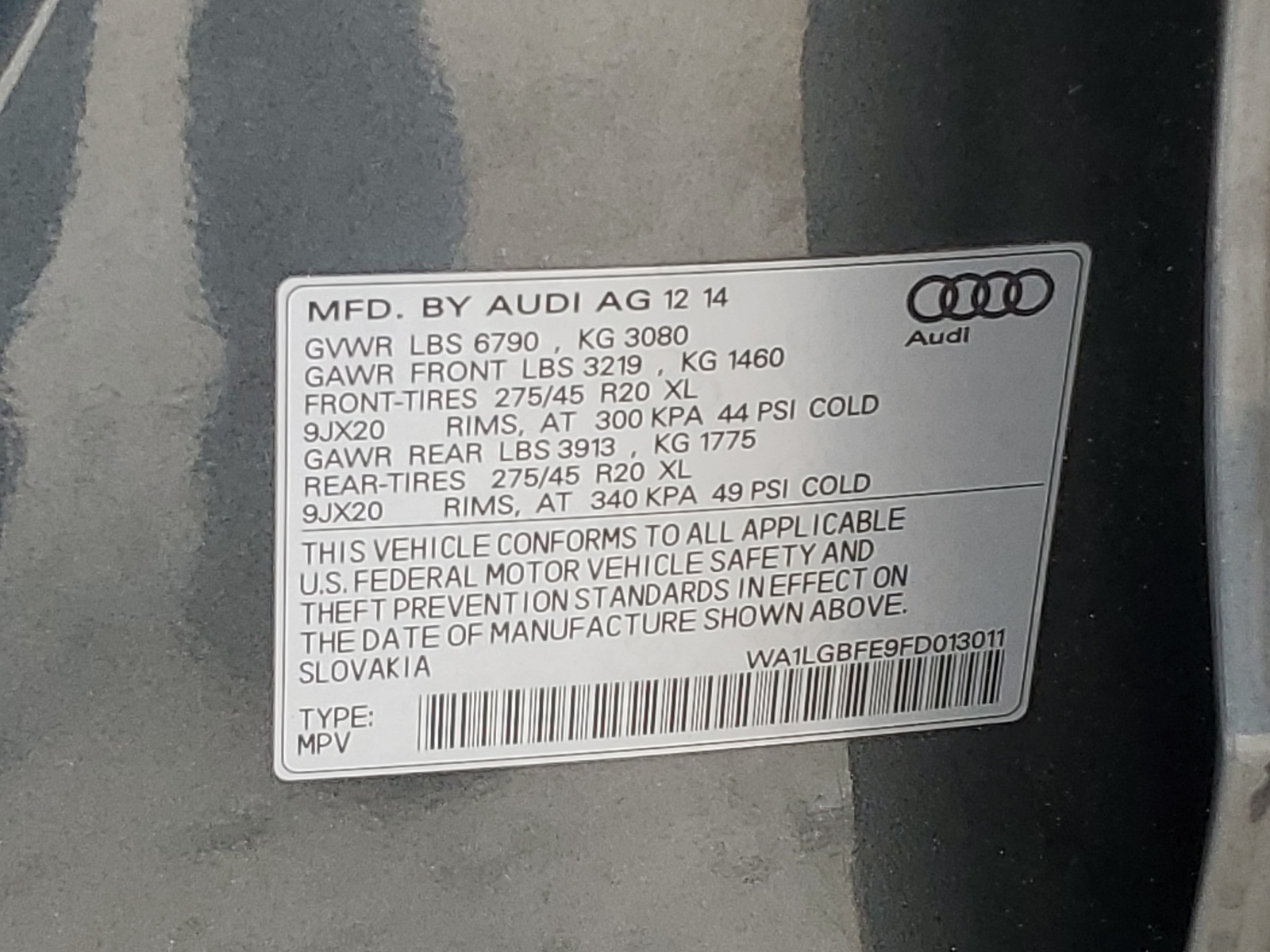 WA1LGBFE9FD013011 2015 Audi Q7 Premium Plus