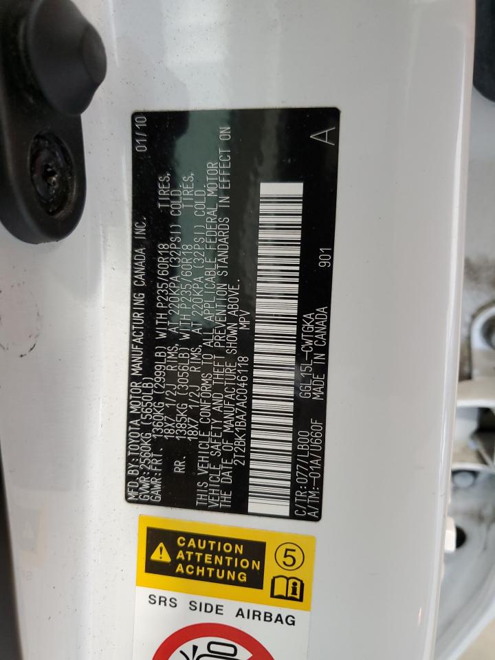 2010 Lexus Rx 350 VIN: 2T2BK1BA7AC046118 Lot: 66776574