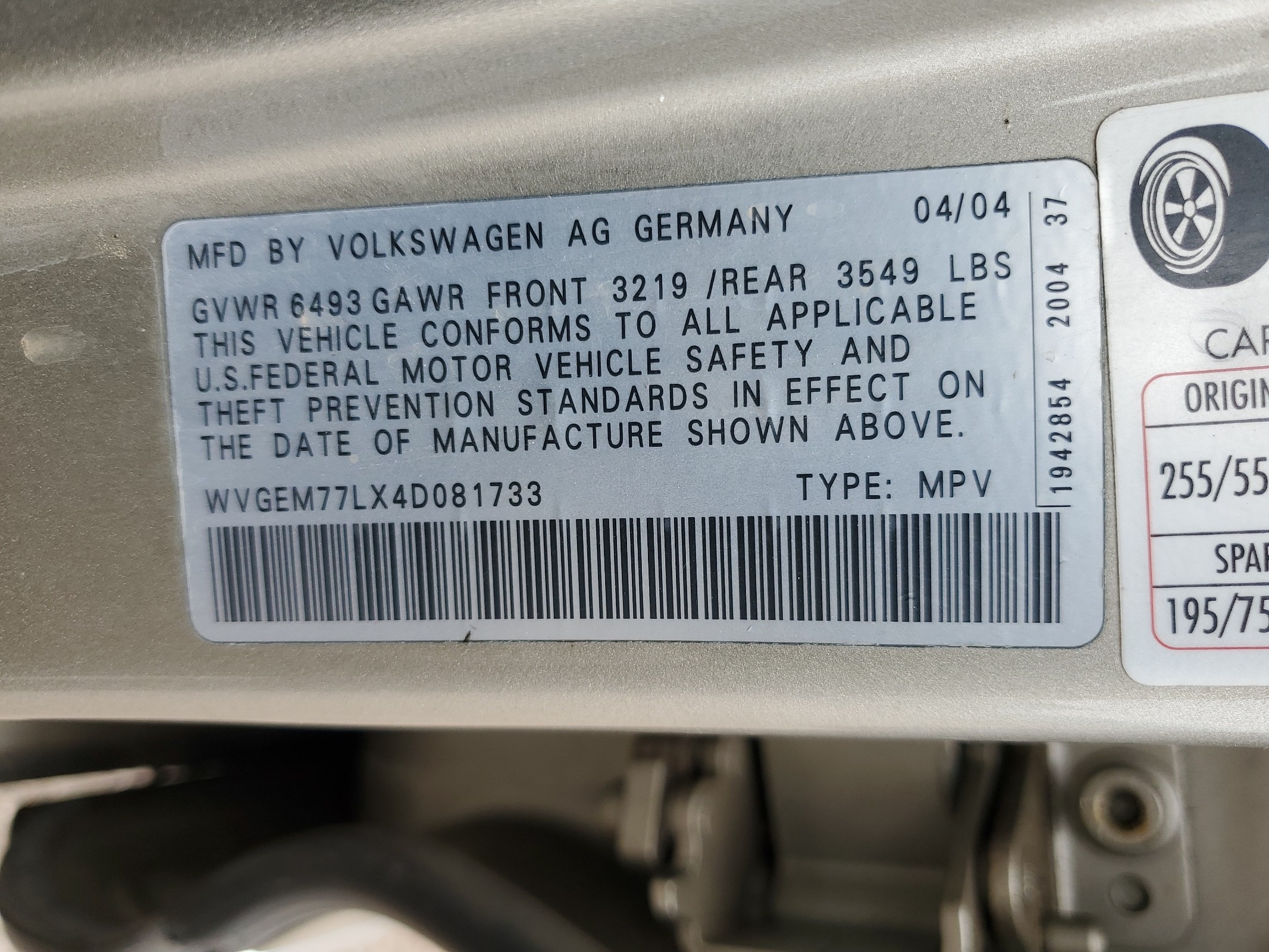 WVGEM77LX4D081733 2004 Volkswagen Touareg 4.2