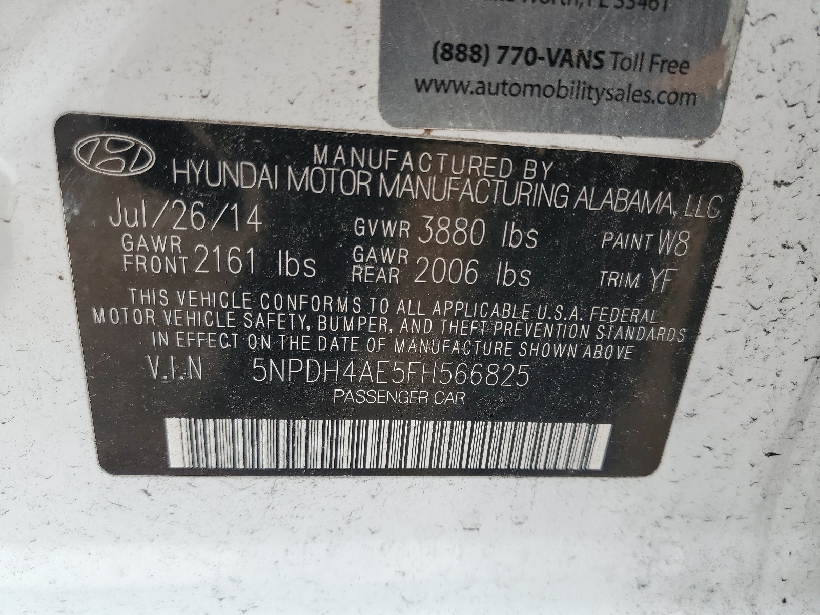 5NPDH4AE5FH566825 2015 Hyundai Elantra Se