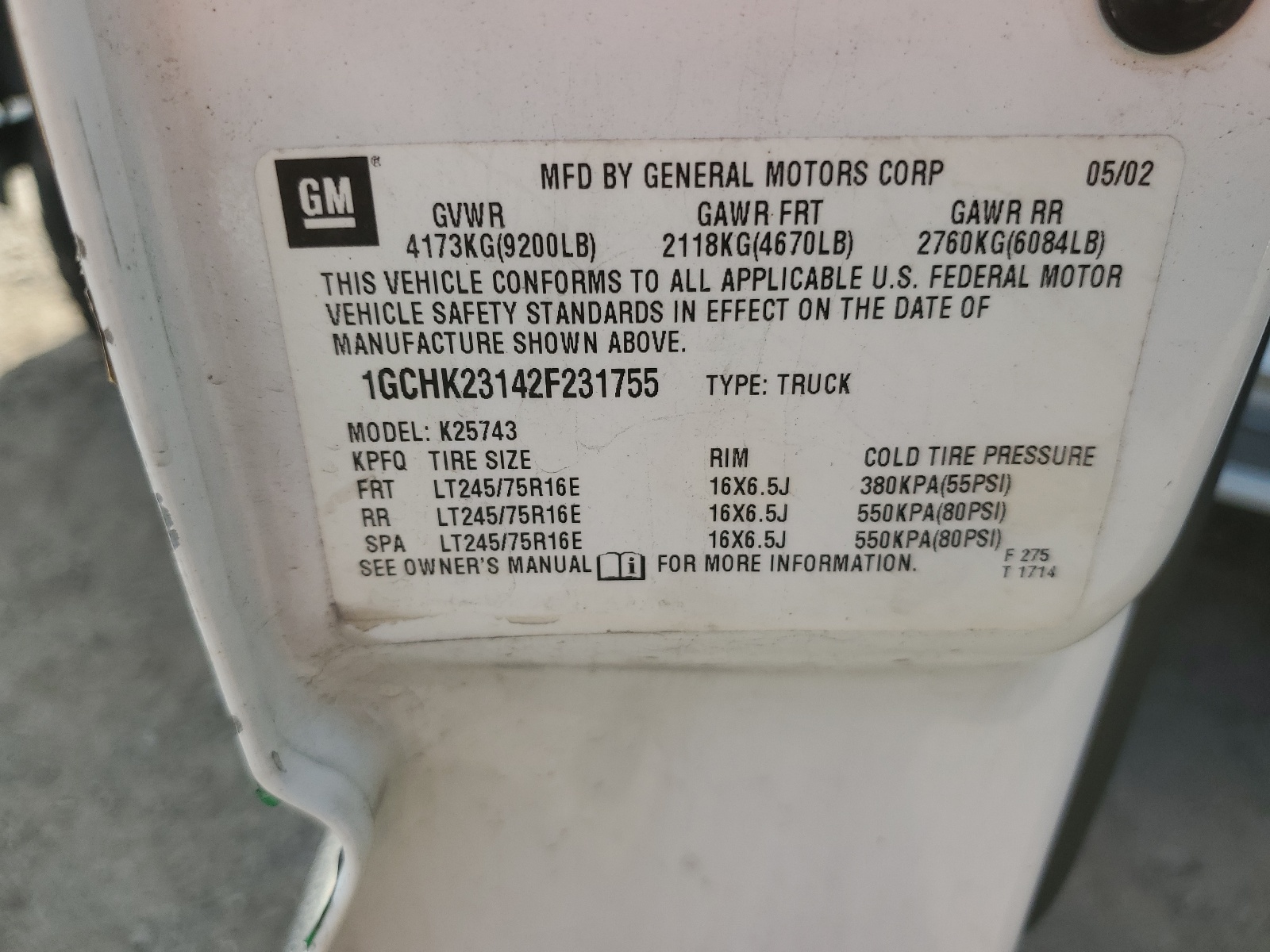 1GCHK23142F231755 2002 Chevrolet Silverado K2500 Heavy Duty