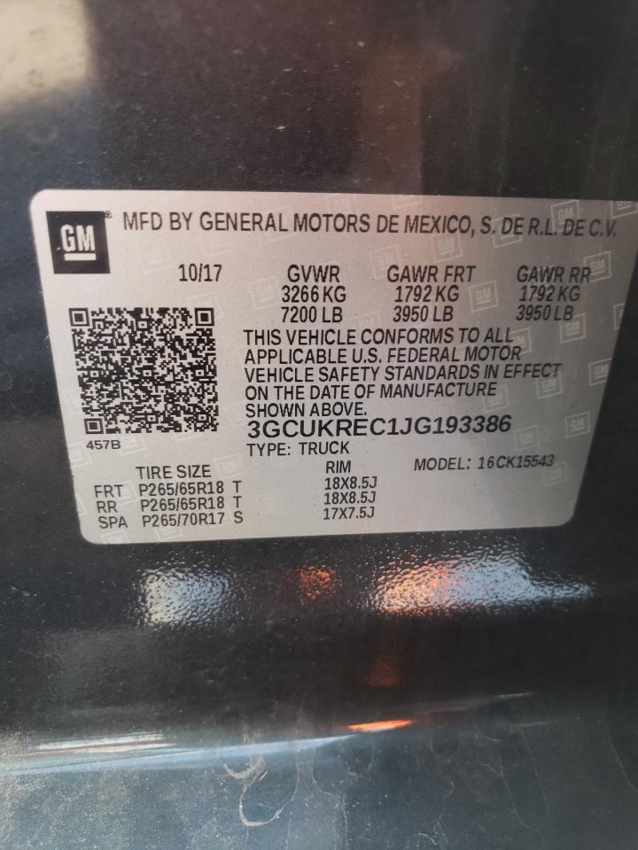 3GCUKREC1JG193386 2018 Chevrolet Silverado K1500 Lt