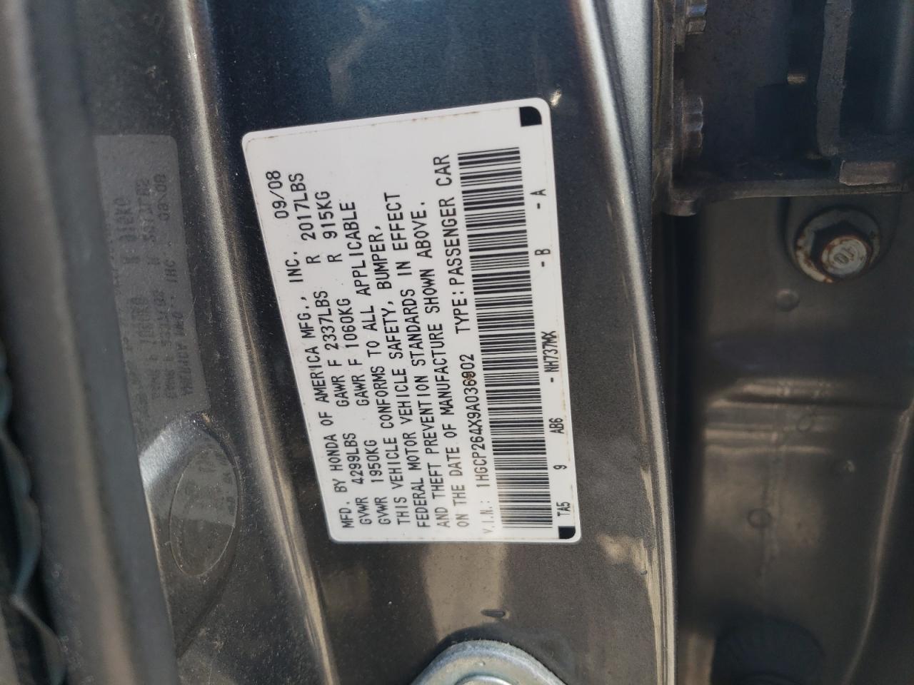 1HGCP264X9A036902 2009 Honda Accord Lxp