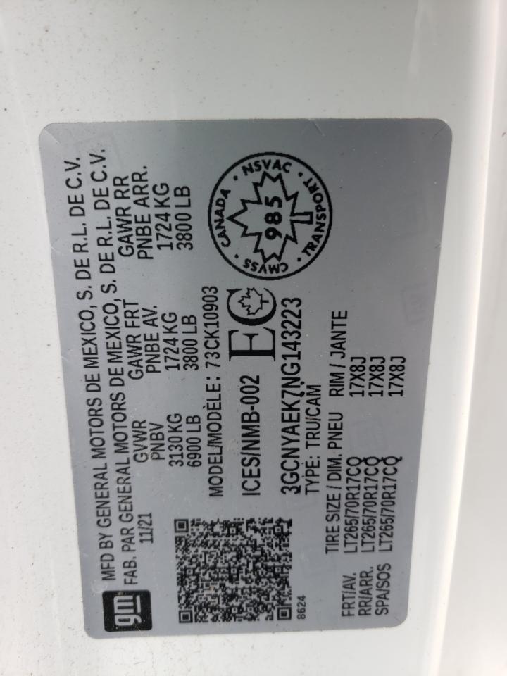 3GCNYAEK7NG143223 CHEVROLET ALL Models 2022