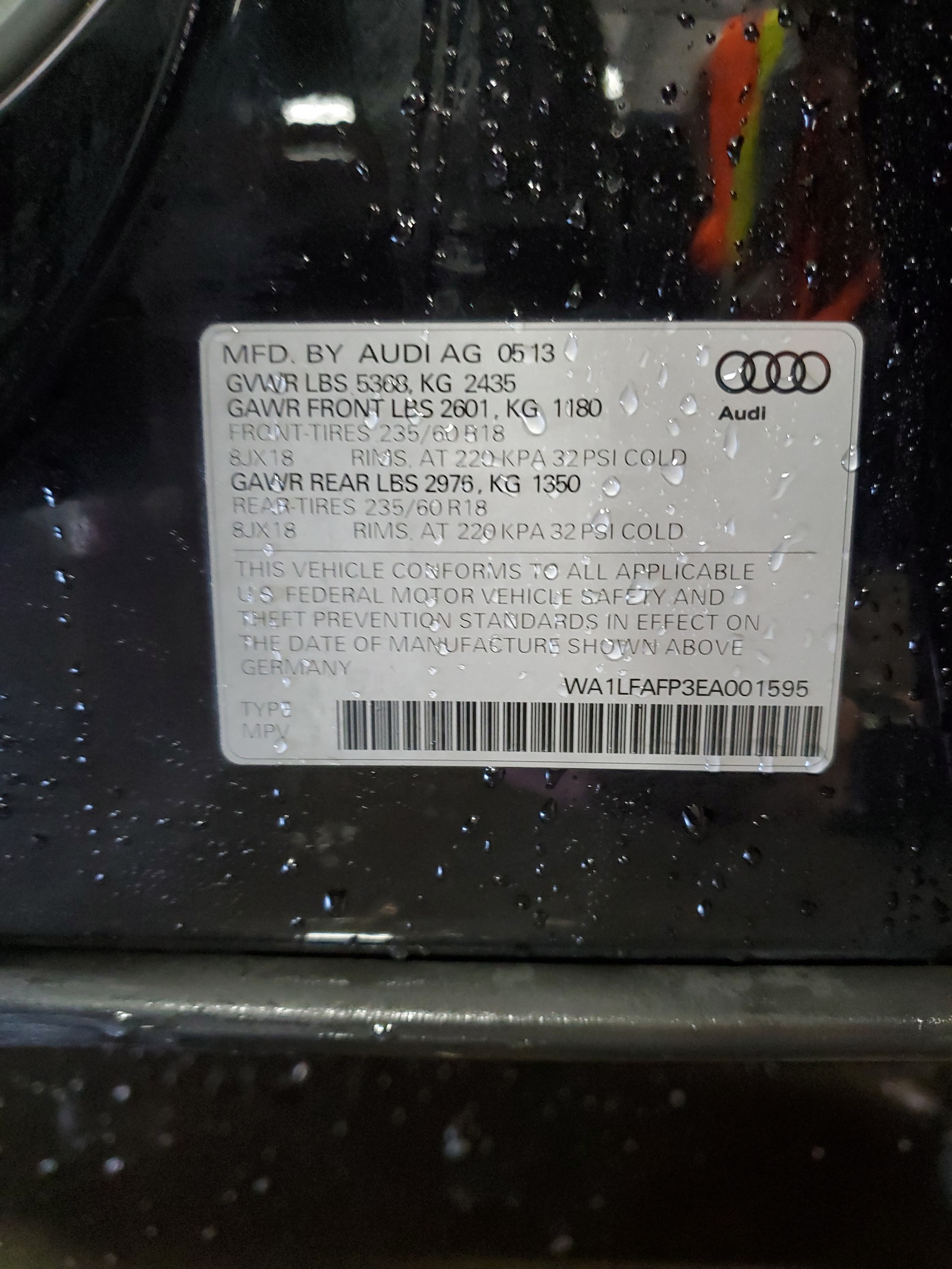 WA1LFAFP3EA001595 2014 Audi Q5 Premium Plus