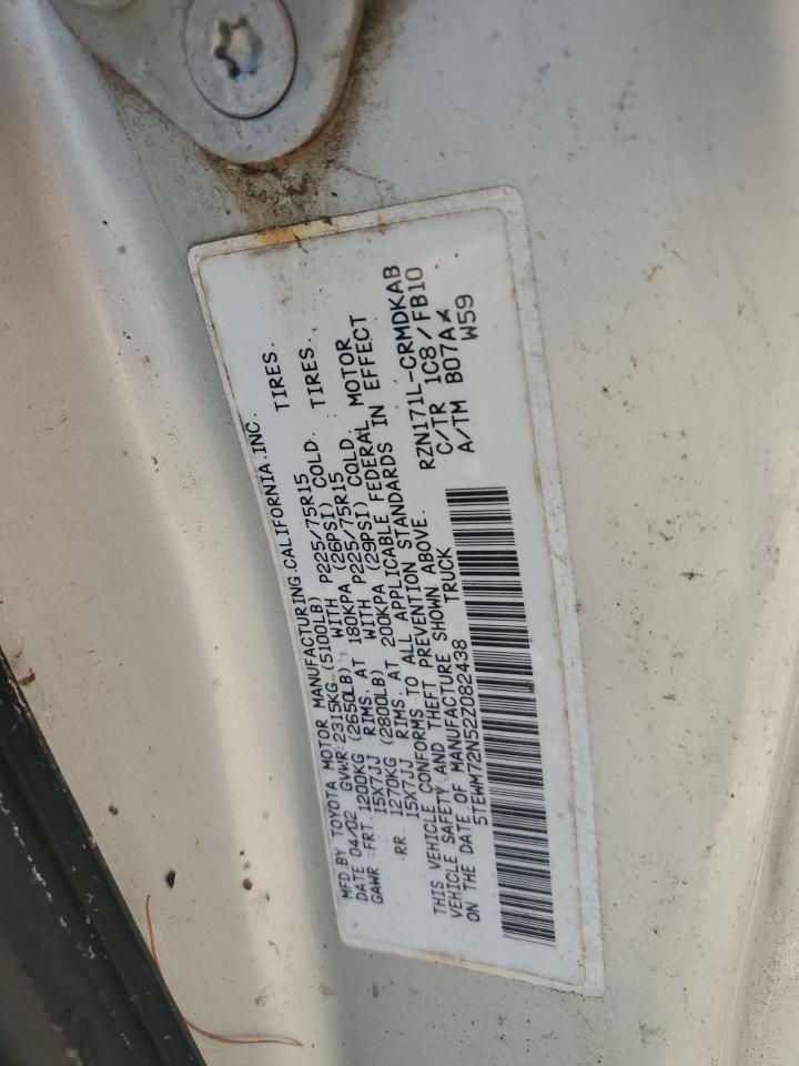 2002 Toyota Tacoma Xtracab VIN: 5TEWM72N52Z082438 Lot: 64798154