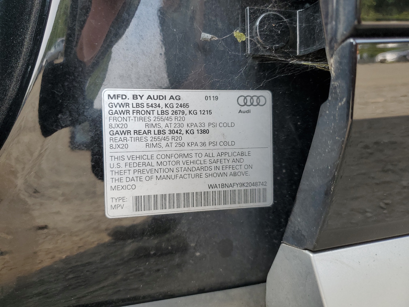 WA1BNAFY9K2048742 2019 Audi Q5 Premium Plus