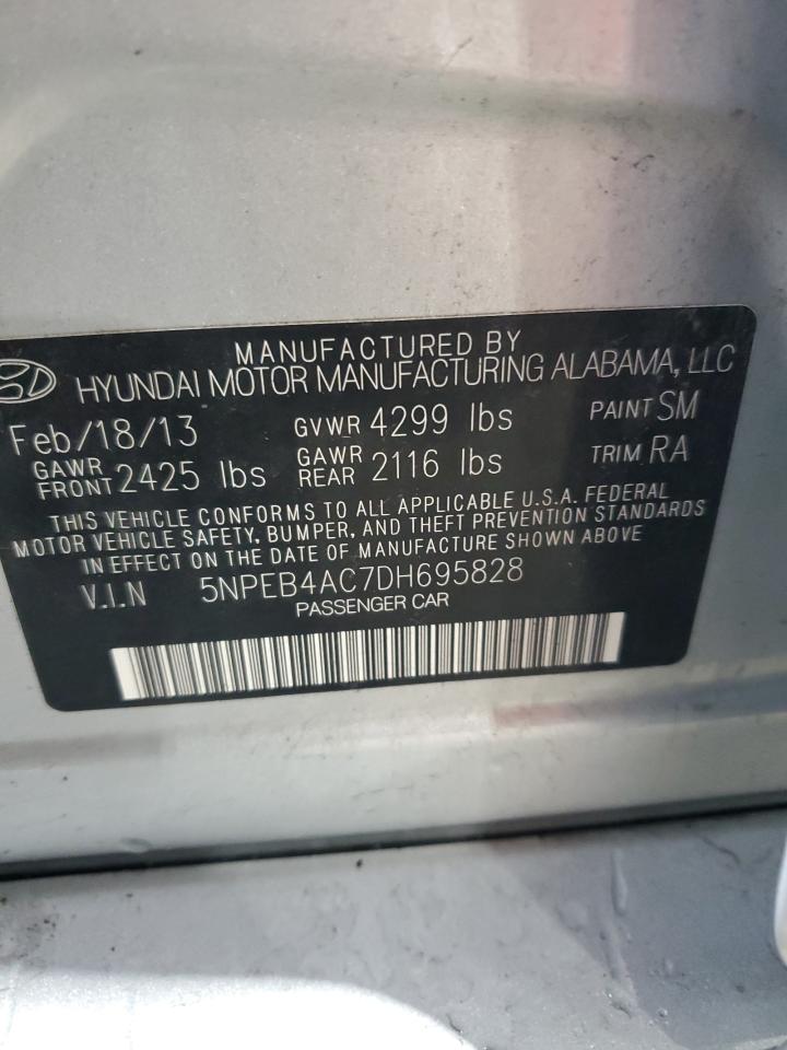 2013 Hyundai Sonata Gls VIN: 5NPEB4AC7DH695828 Lot: 66551954