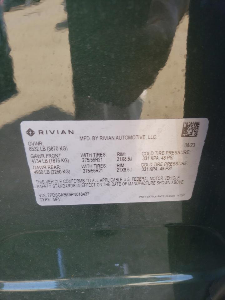 2023 Rivian R1S Adventure VIN: 7PDSGABA9PN018437 Lot: 67875794