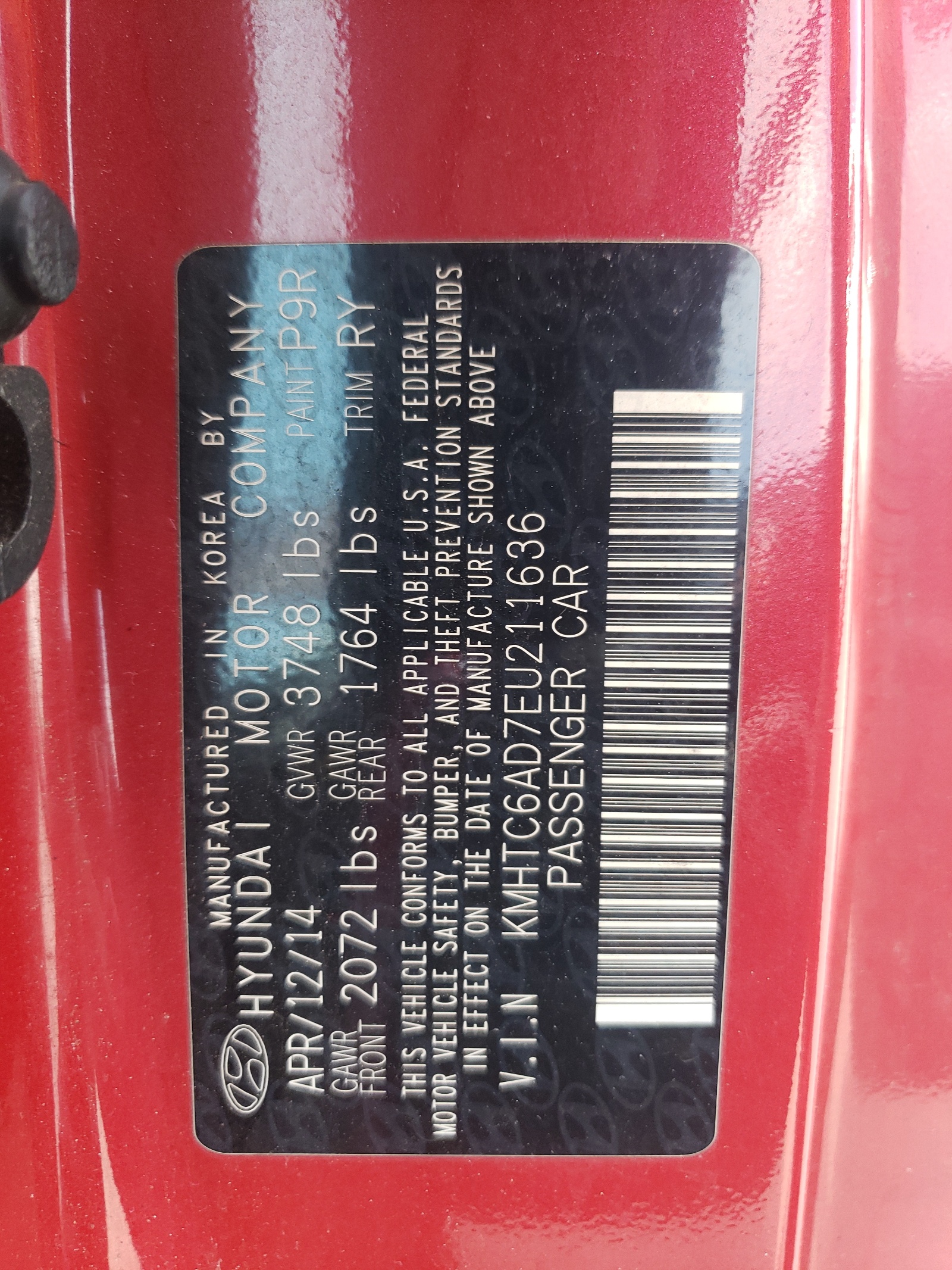 KMHTC6AD7EU211636 2014 Hyundai Veloster