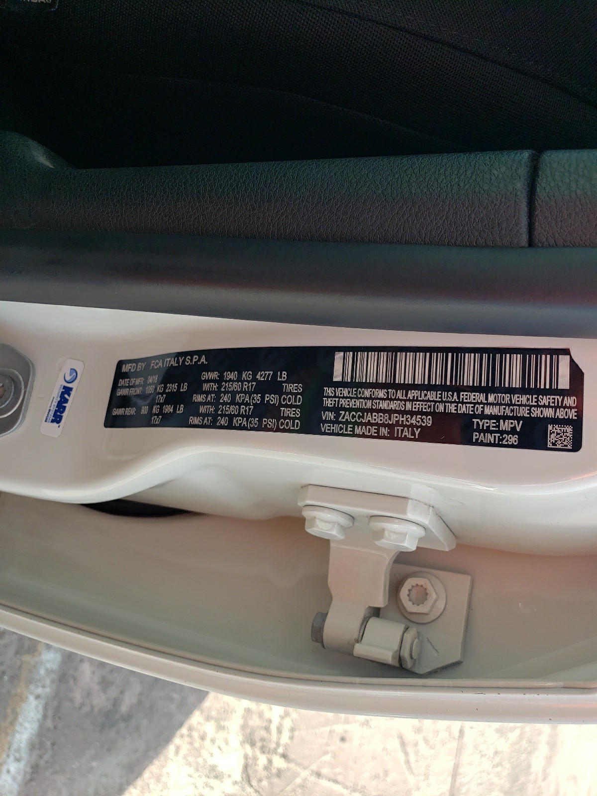 ZACCJABB8JPH34539 2018 Jeep Renegade Latitude