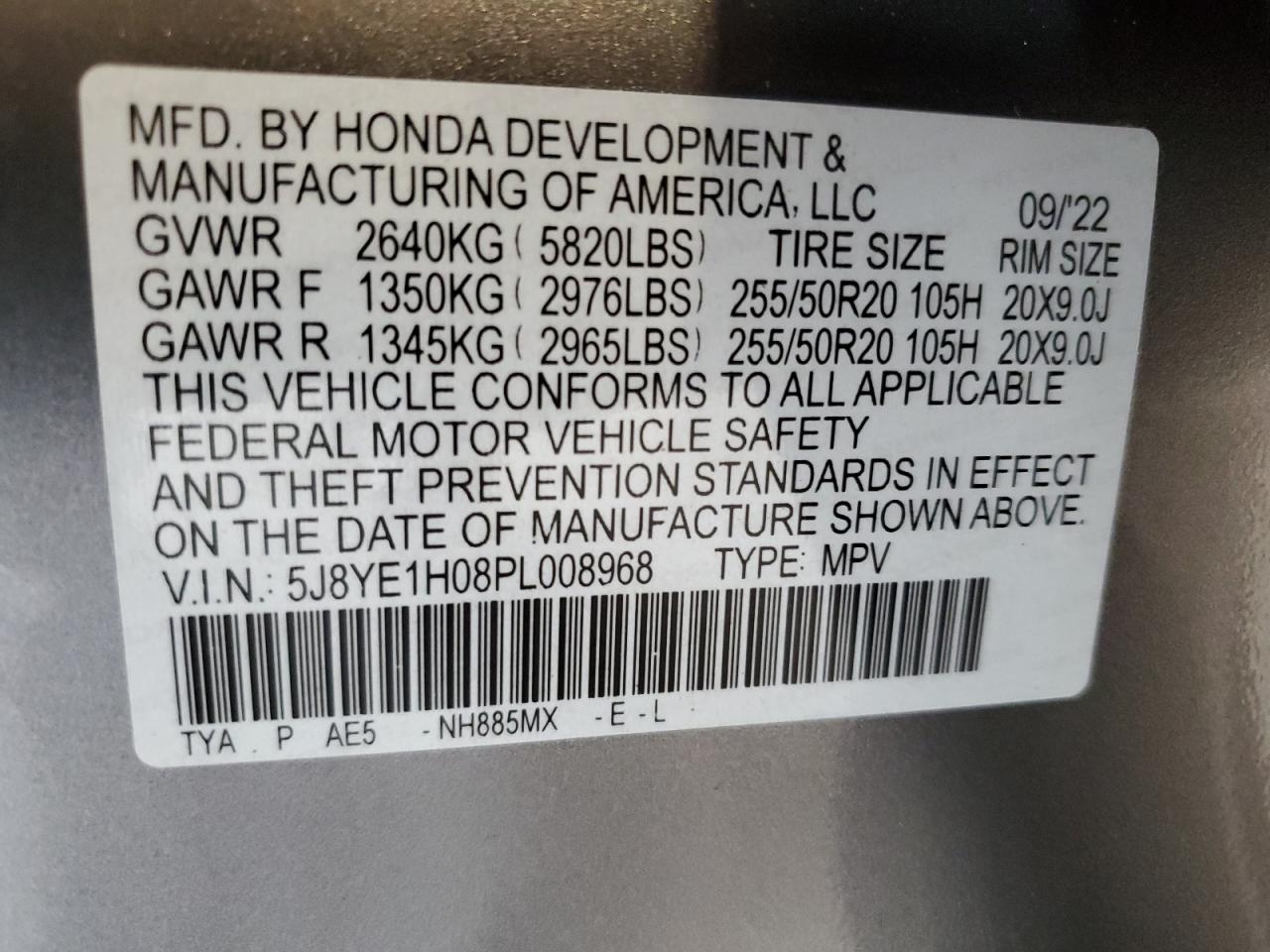 5J8YE1H08PL008968 2023 Acura Mdx A-Spec