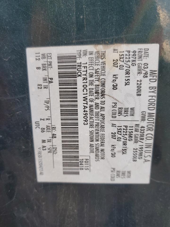 1998 Ford Ranger VIN: 1FTYR10C1WTA49093 Lot: 67151544