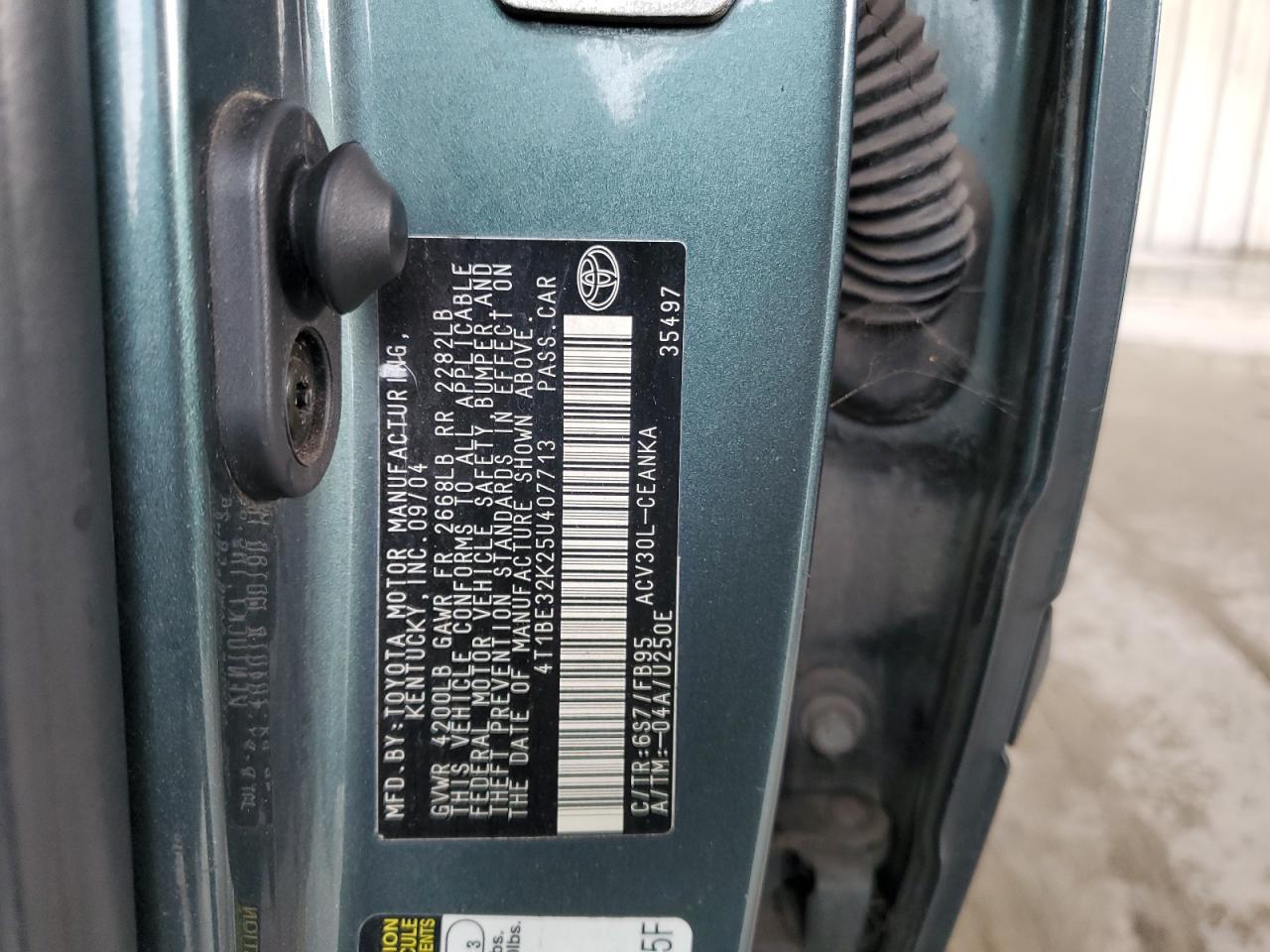 2005 Toyota Camry Le VIN: 4T1BE32K25U407713 Lot: 68660944