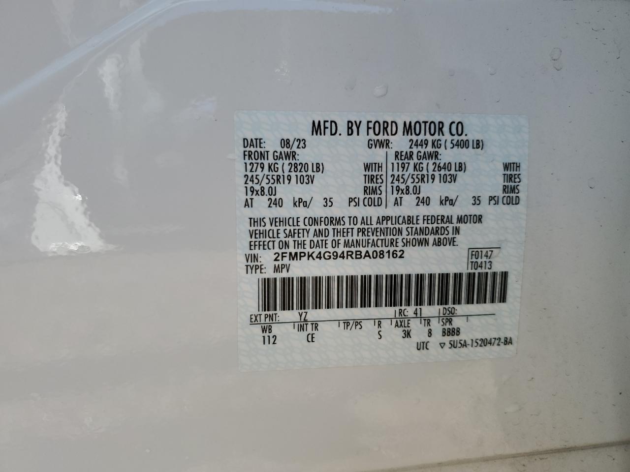 2FMPK4G94RBA08162 2024 Ford Edge Se