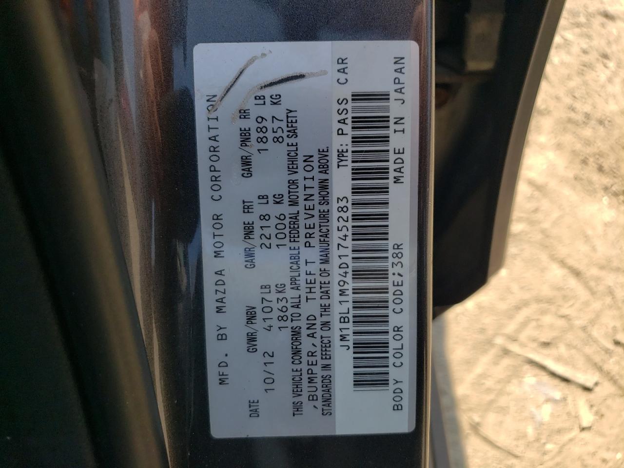 2013 Mazda 3 S VIN: JM1BL1M94D1745283 Lot: 68720414