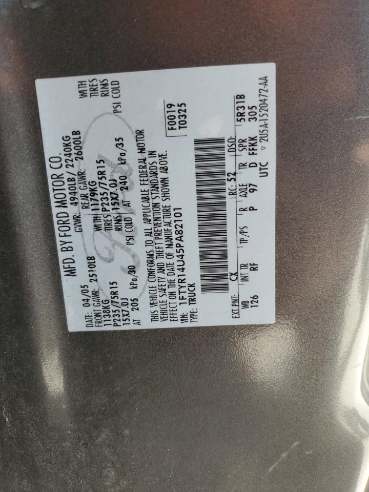 2005 Ford Ranger Super Cab VIN: 1FTYR14U45PA82101 Lot: 65487044