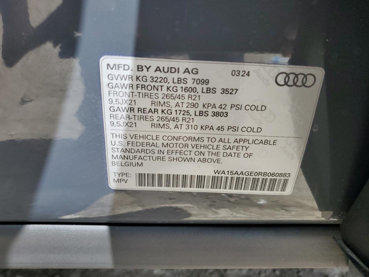 WA15AAGE0RB060883 2024 Audi Q8 E-Tron Premium Plus