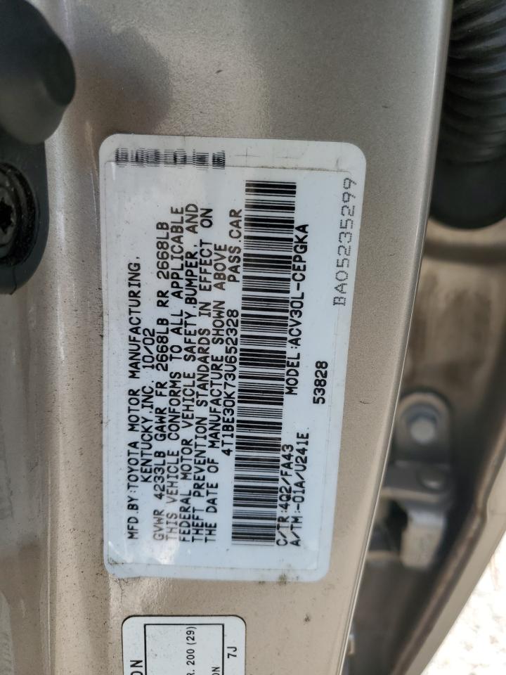 4T1BE30K73U652328 2003 Toyota Camry Le