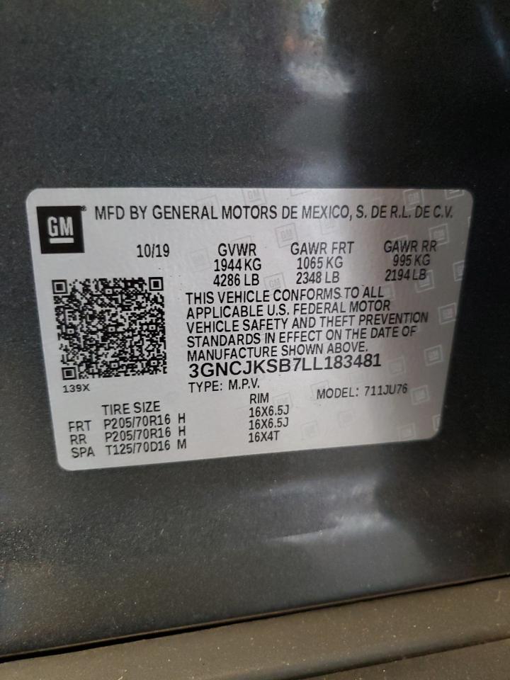 2020 Chevrolet Trax Ls VIN: 3GNCJKSB7LL183481 Lot: 67410894