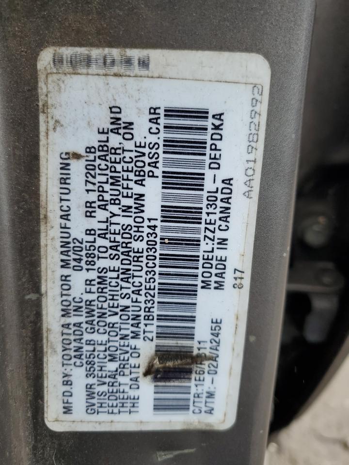 2003 Toyota Corolla Ce VIN: 2T1BR32E53C030341 Lot: 66978934