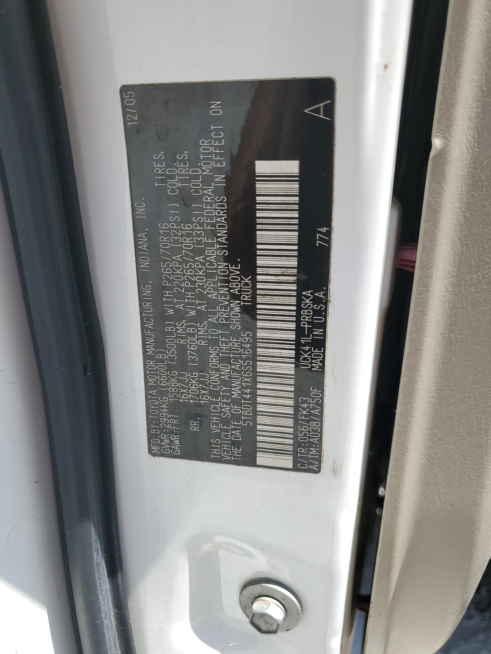 5TBDT441X6S516495 2006 Toyota Tundra Double Cab Sr5