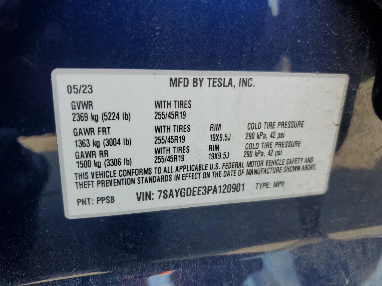 7SAYGDEE3PA120901 2023 Tesla Model Y