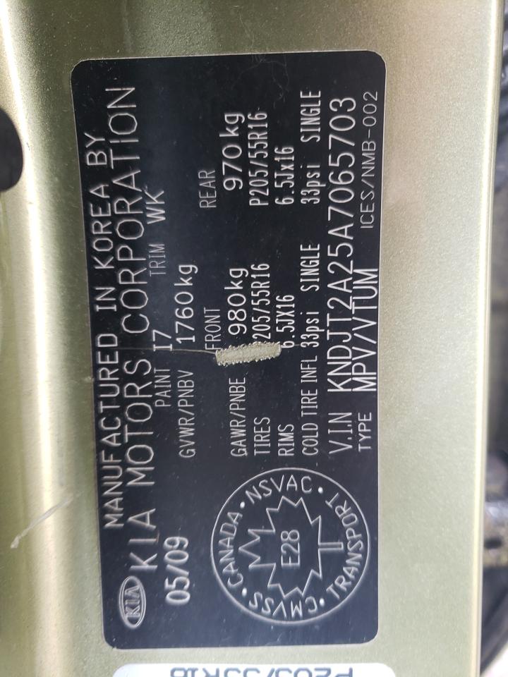 2010 Kia Soul + VIN: KNDJT2A25A7065703 Lot: 66973844