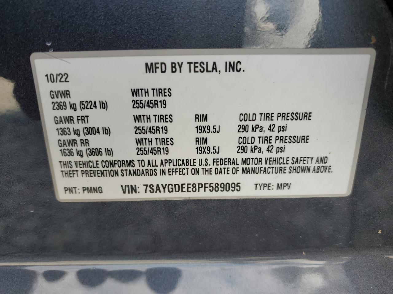 7SAYGDEE8PF589095 2023 Tesla Model Y