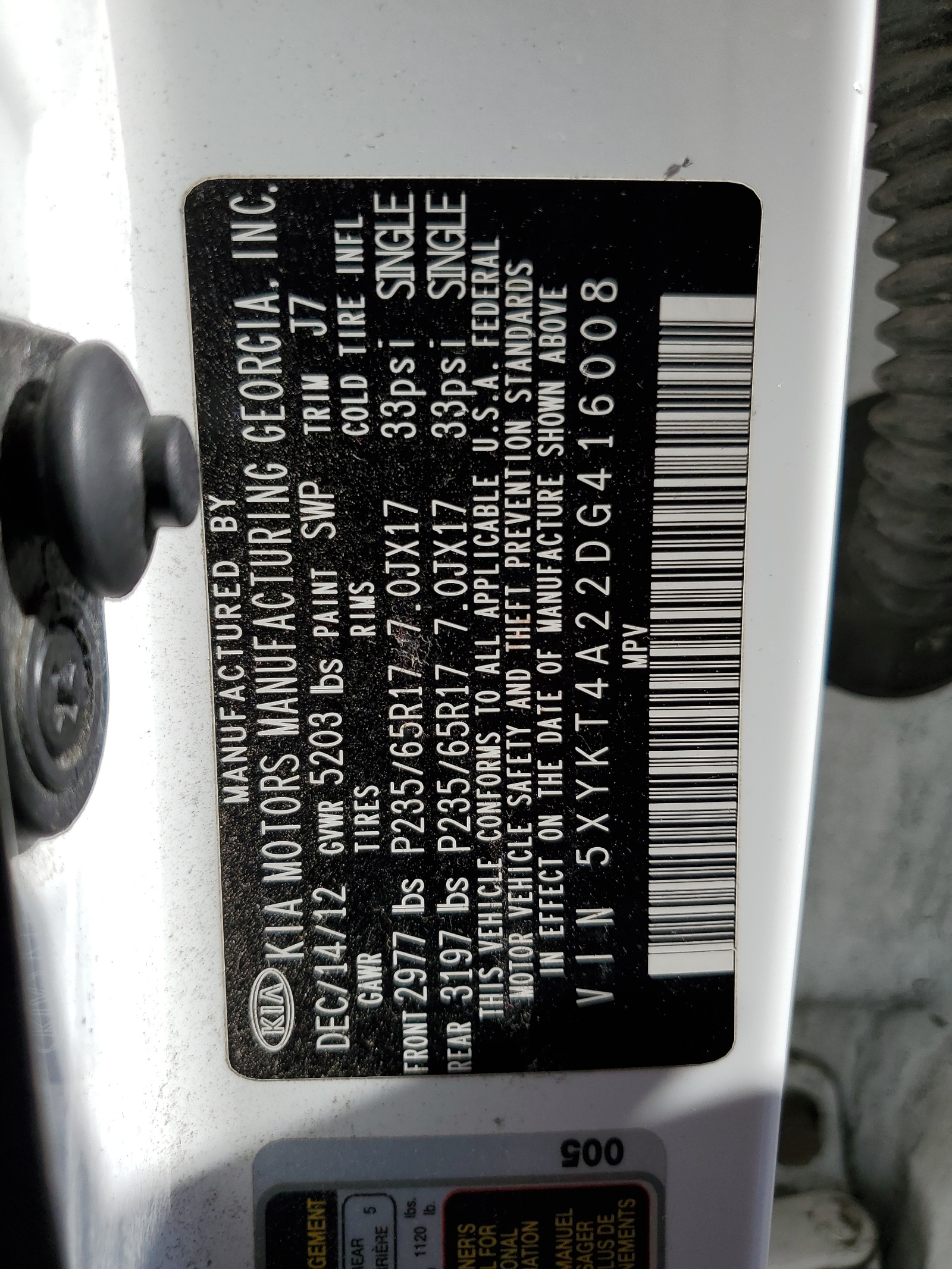 5XYKT4A22DG416008 2013 Kia Sorento Lx