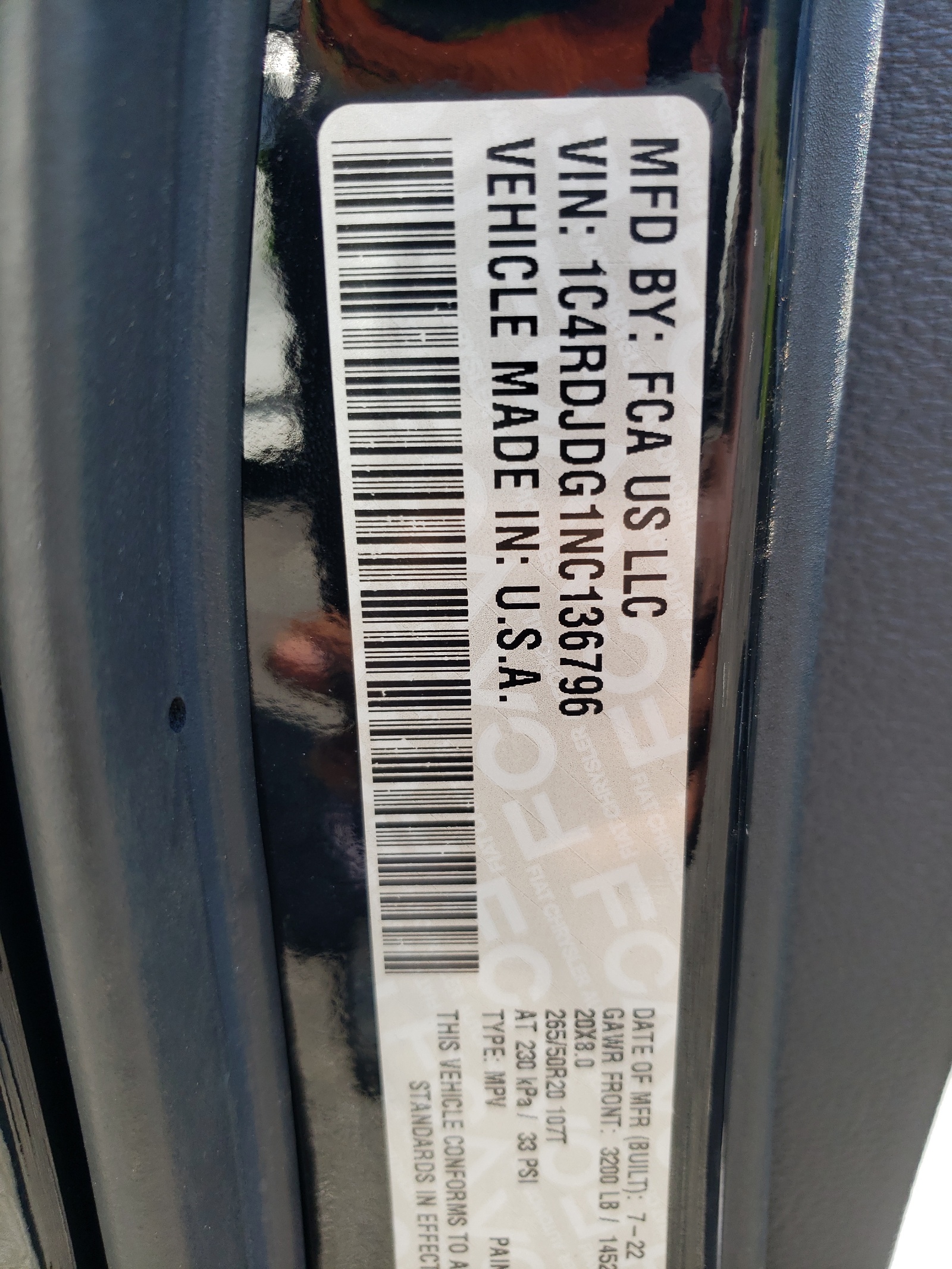 1C4RDJDG1NC136796 2022 Dodge Durango Gt