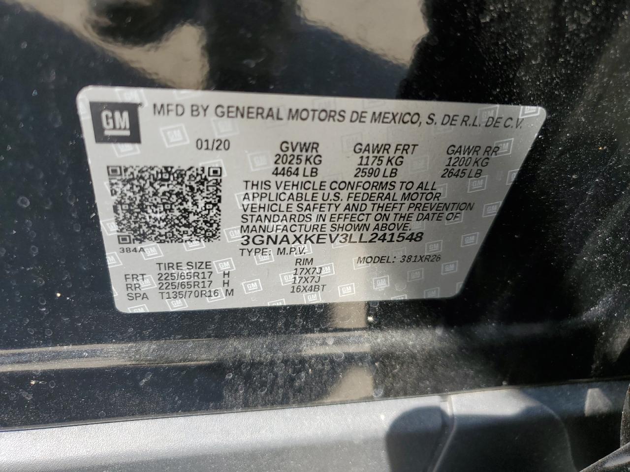 3GNAXKEV3LL241548 2020 CHEVROLET EQUINOX - Image 13