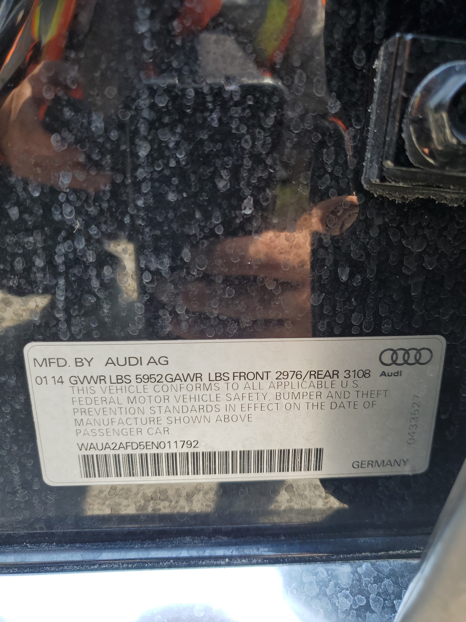 WAUA2AFD5EN011792 2014 Audi A8 Quattro