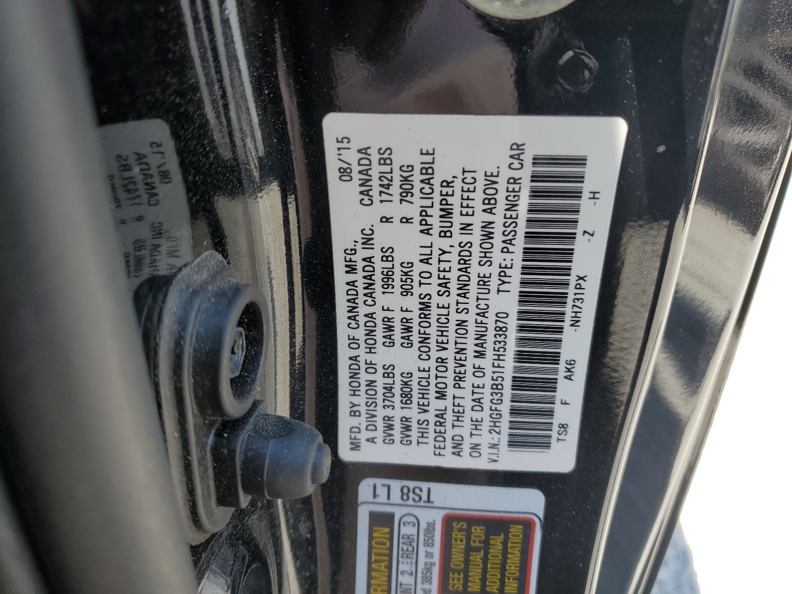 2HGFG3B51FH533870 2015 Honda Civic Lx 2HGFG3B51FH533870 2015 Honda Civic Lx