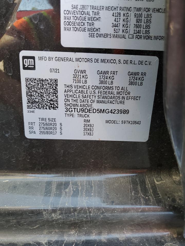 3GTU9DED5MG423989 2021 GMC Sierra K1500 Slt