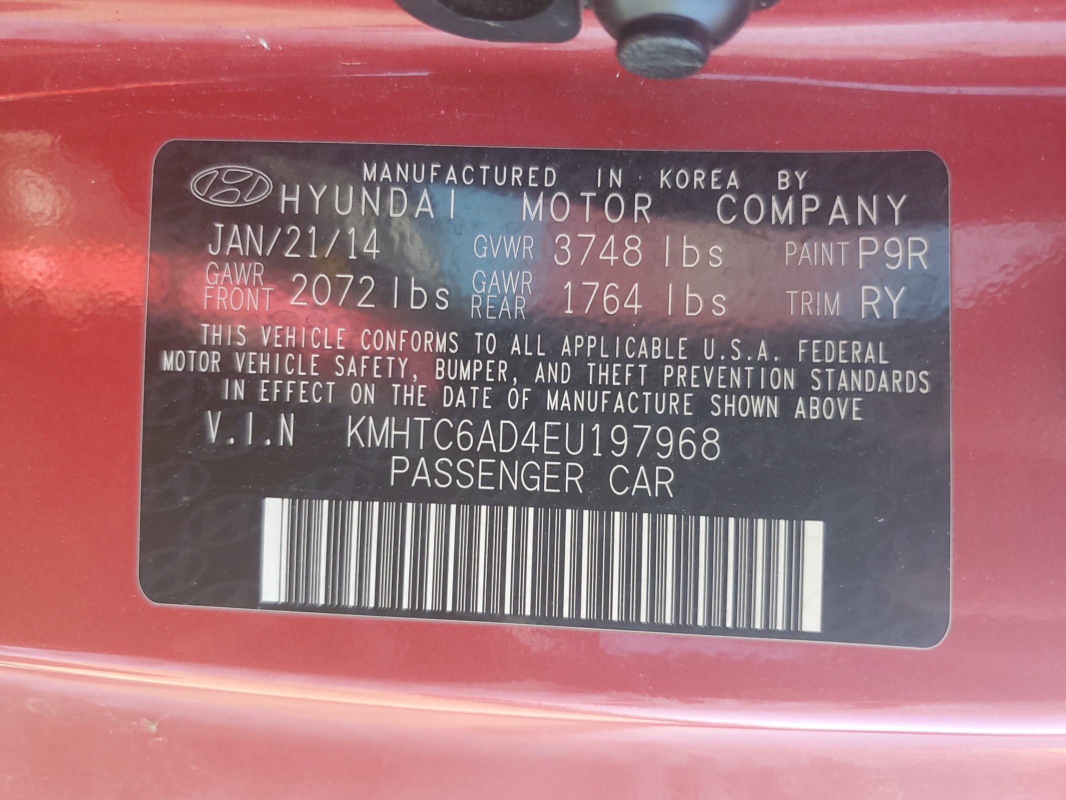 KMHTC6AD4EU197968 2014 Hyundai Veloster