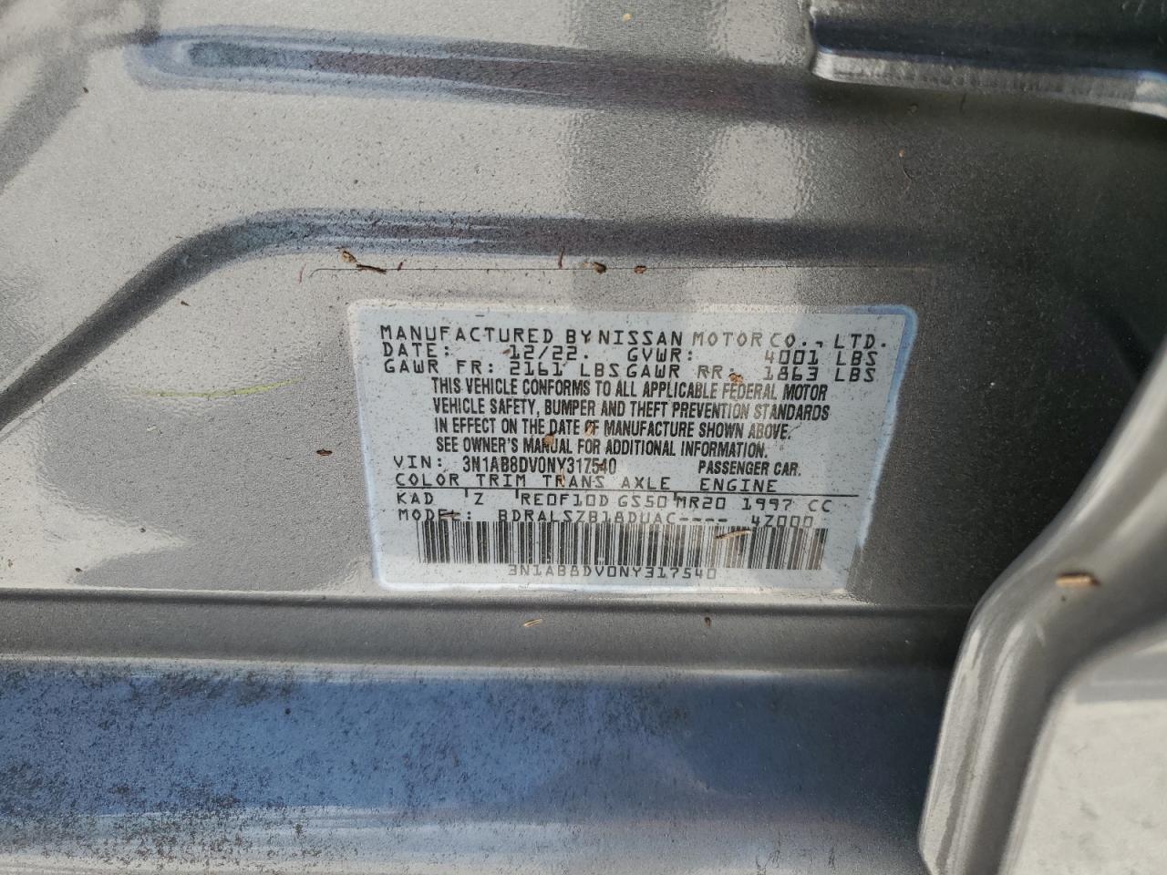 3N1AB8DV0NY317540 2022 Nissan Sentra Sr