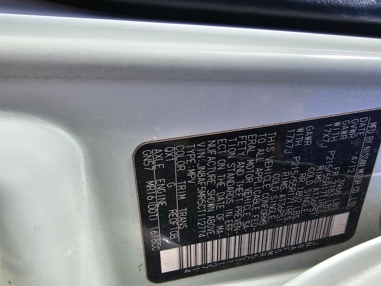 2012 Nissan Juke S VIN: JN8AF5MR5CT112714 Lot: 69332164