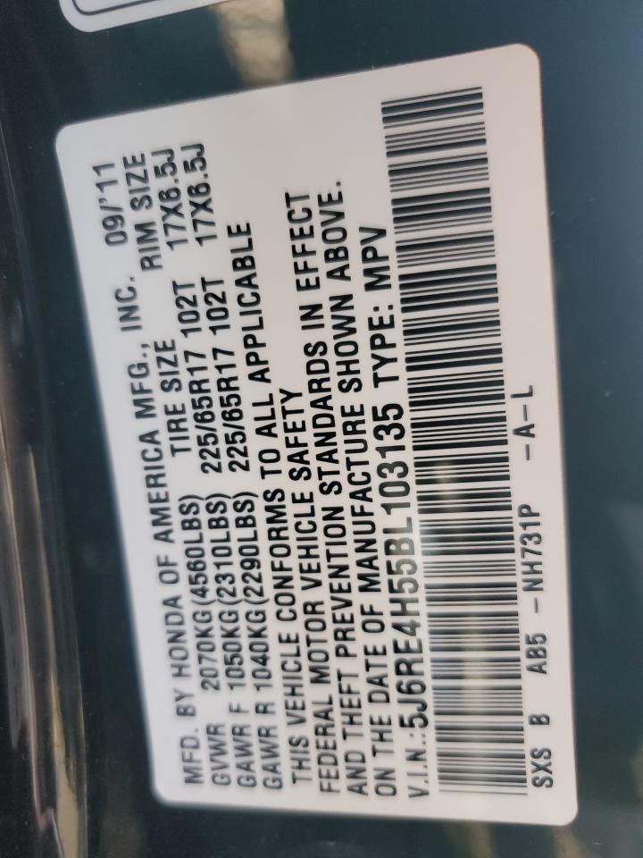 2011 Honda Cr-V Ex VIN: 5J6RE4H55BL103135 Lot: 65835064