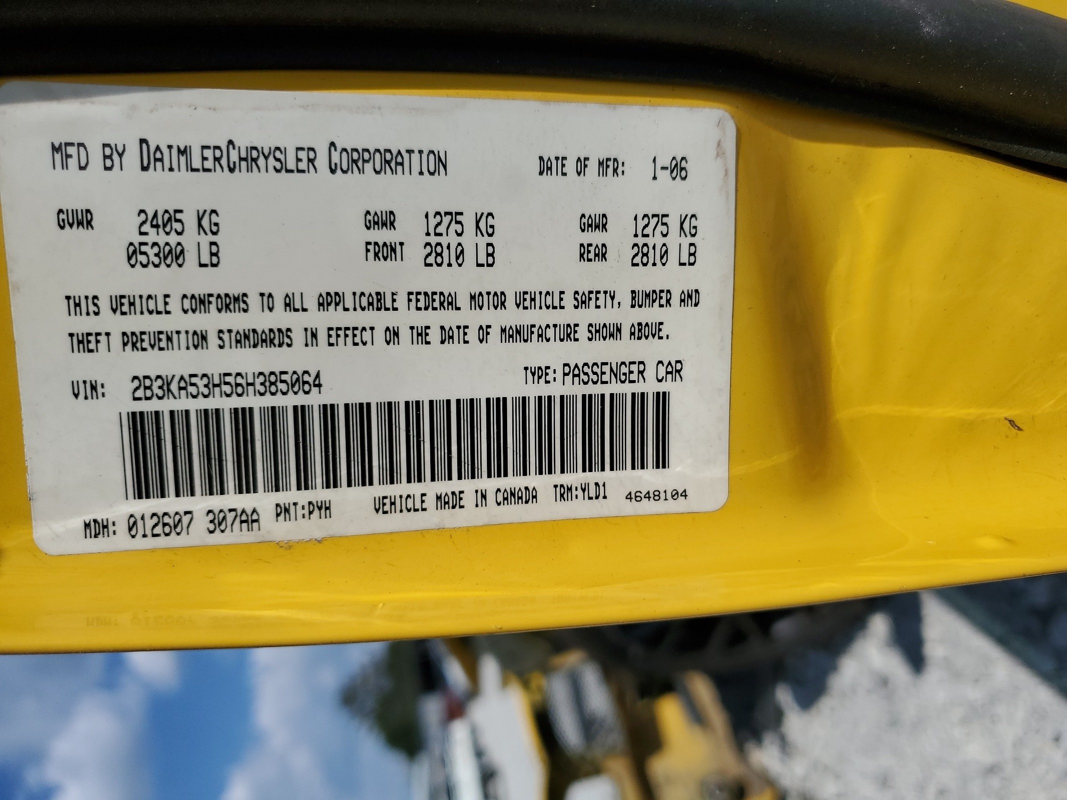 2B3KA53H56H385064 2006 Dodge Charger R/T